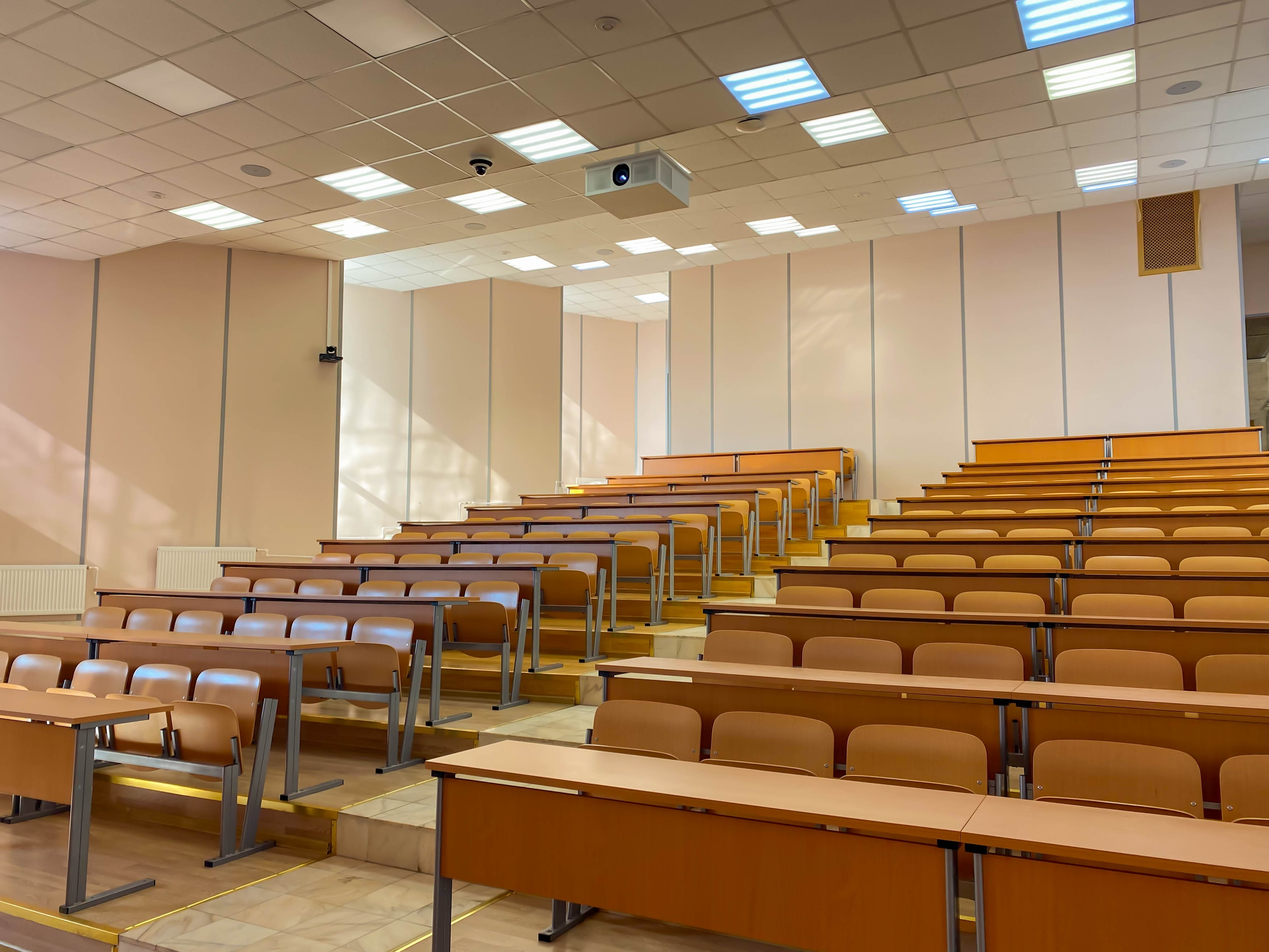Photo of chairs in lecture hall