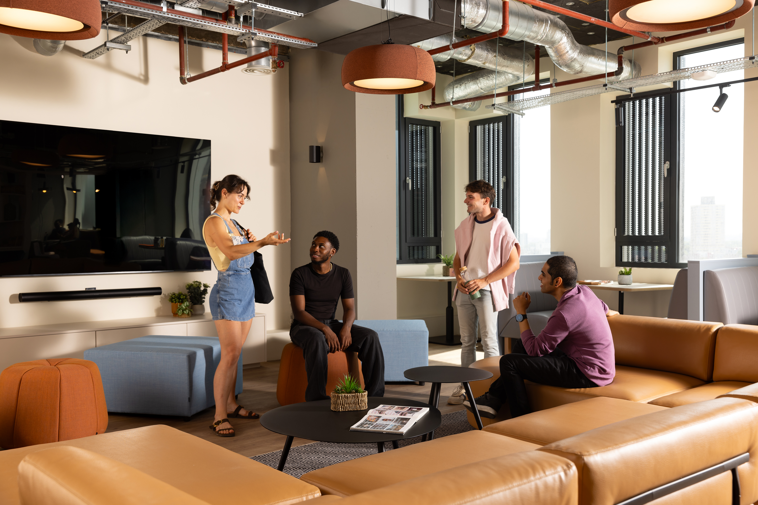 Students in communal lounge