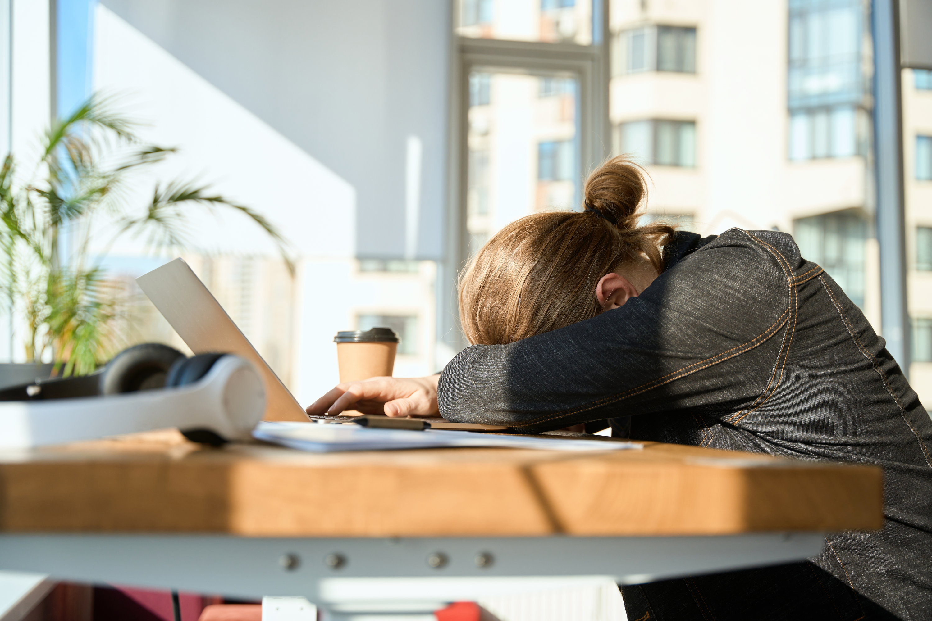 Student with a head on the desk