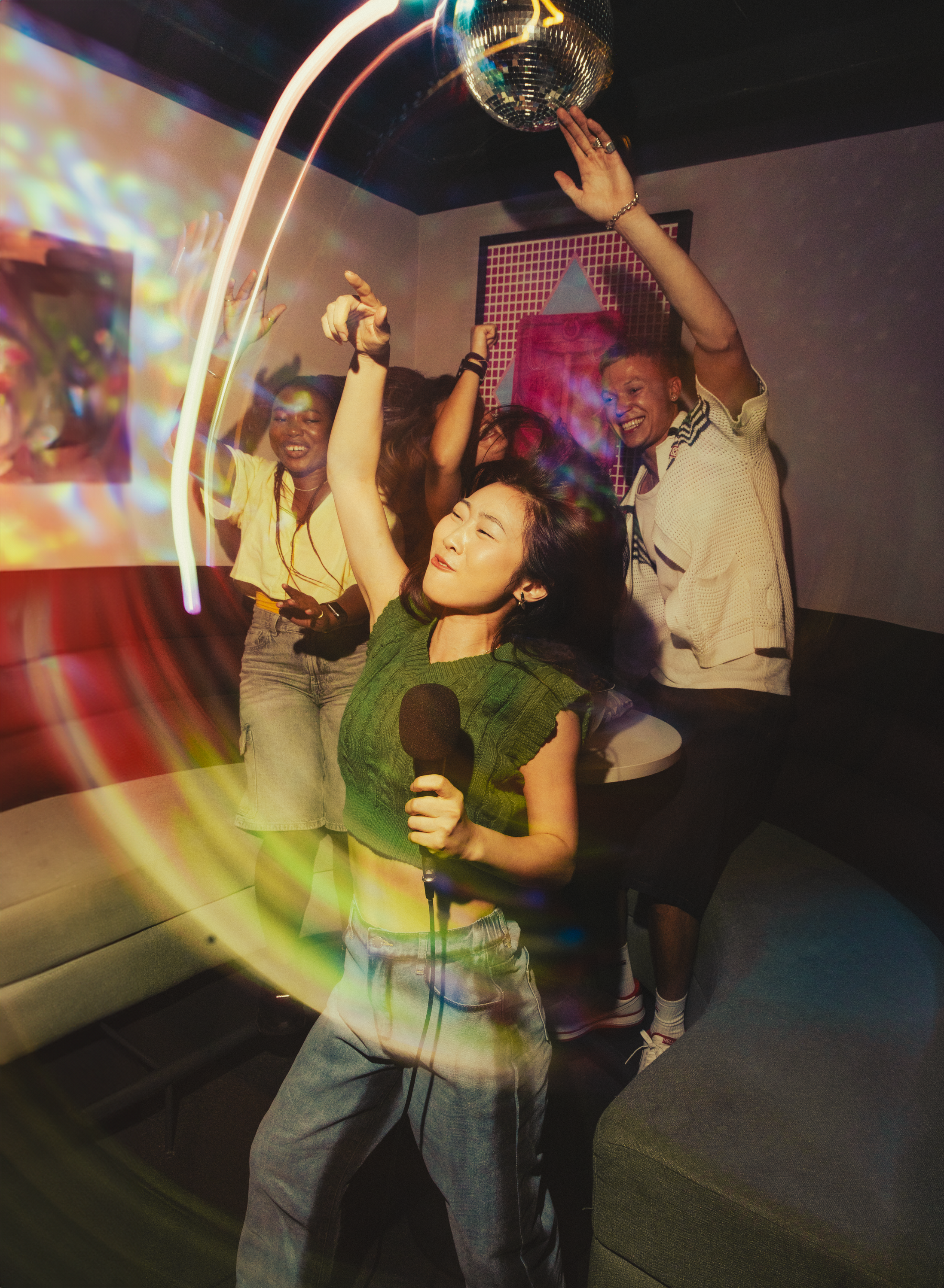 Students in a Karaoke room
