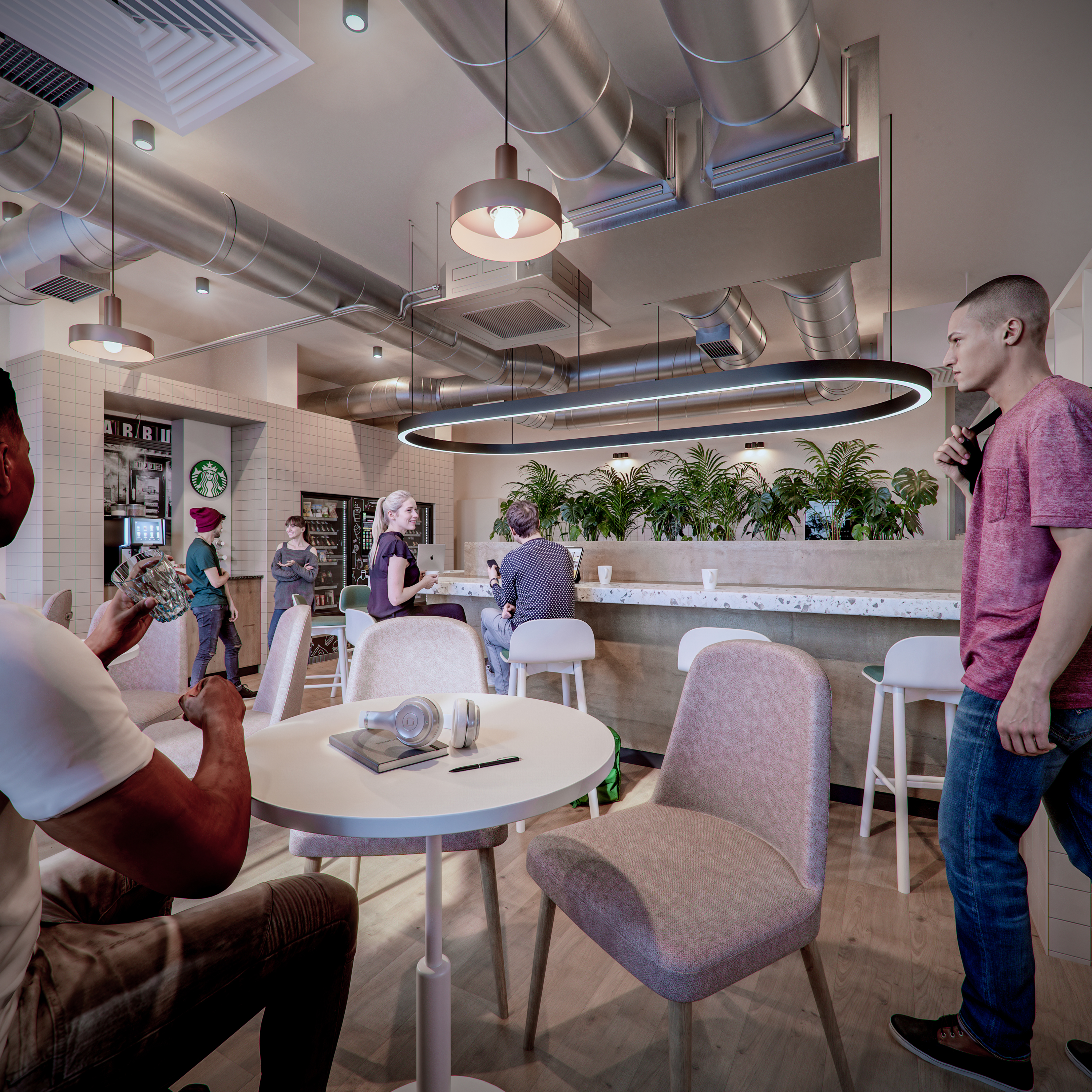 students sitting in a cafe