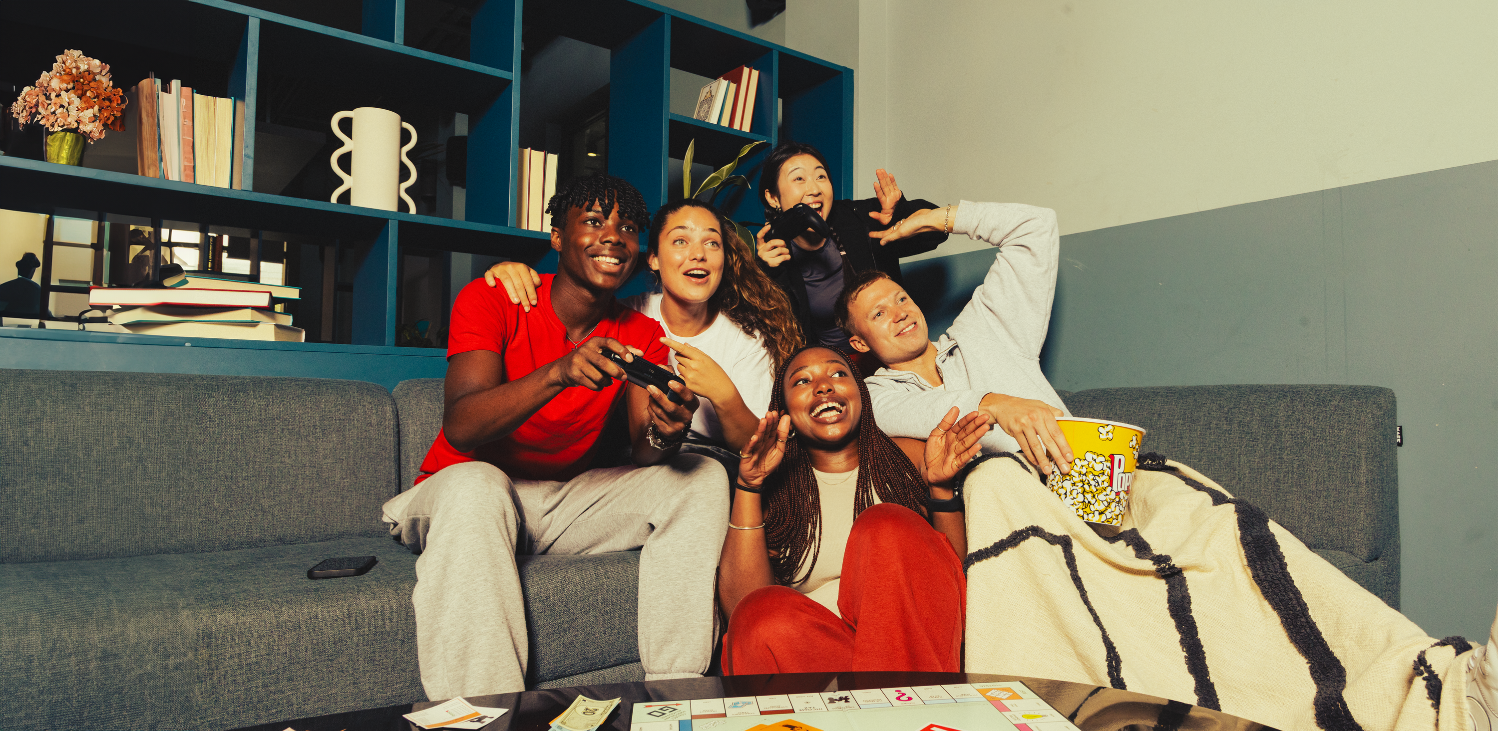 Students playing games in the games room