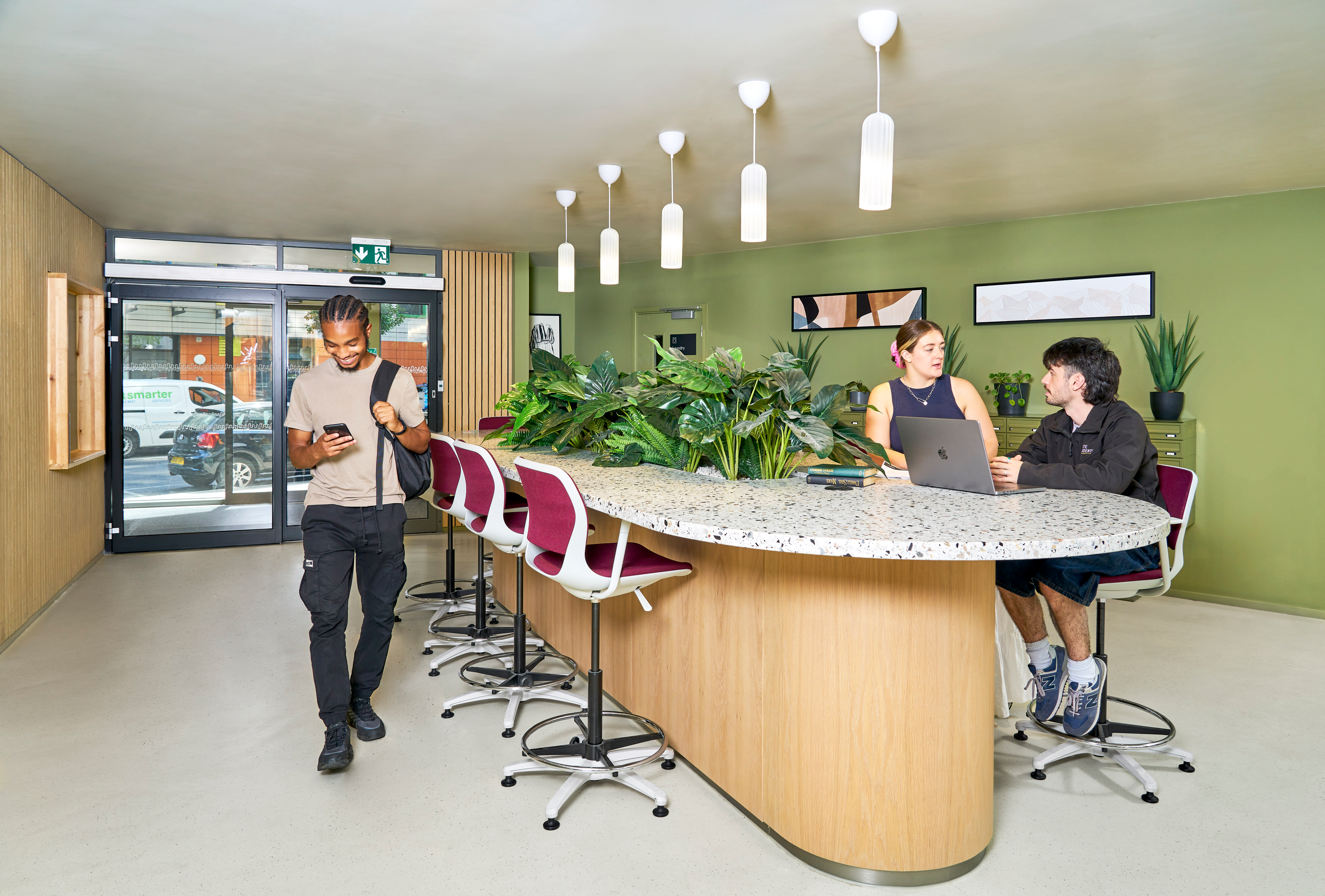 Students and Staff in Reception