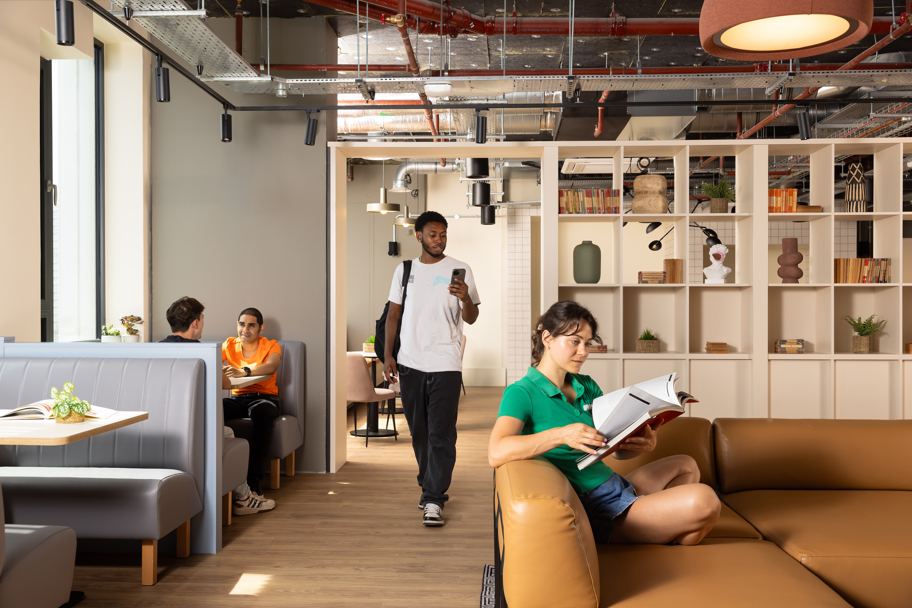 Students in communal lounge