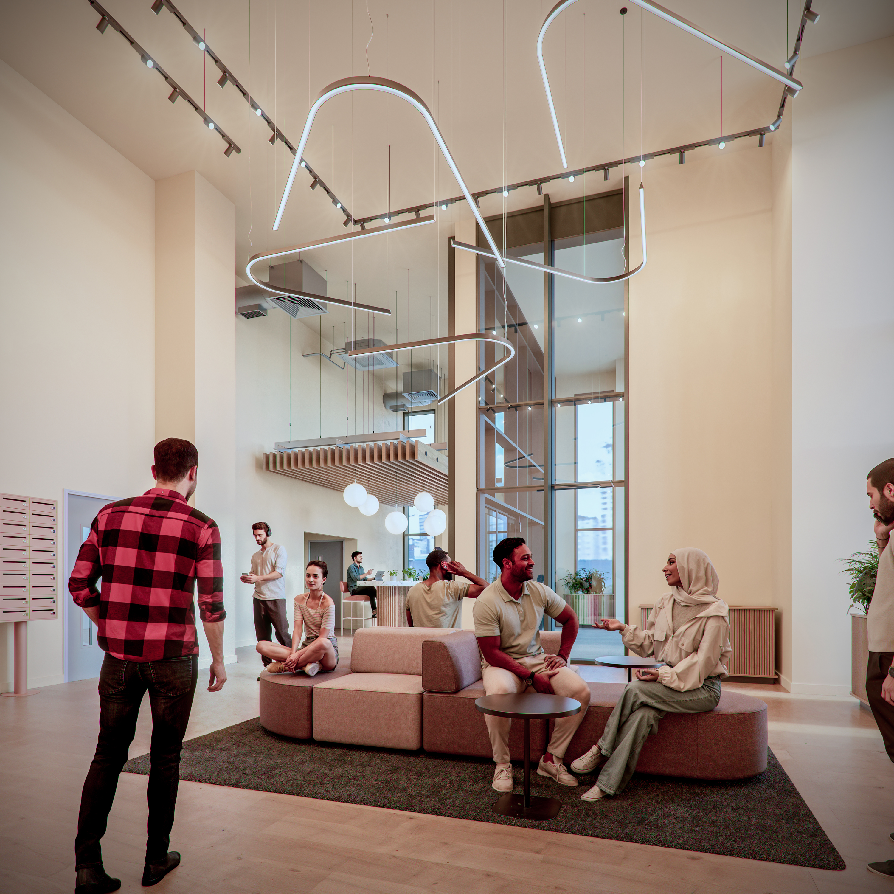 students sitting on sofas in lounge