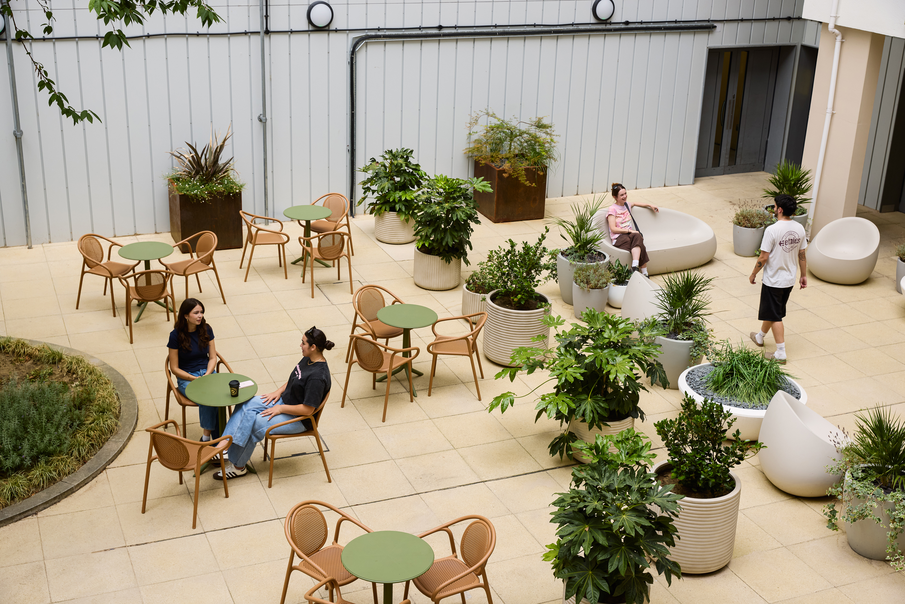 Students in accommodation outdoor space