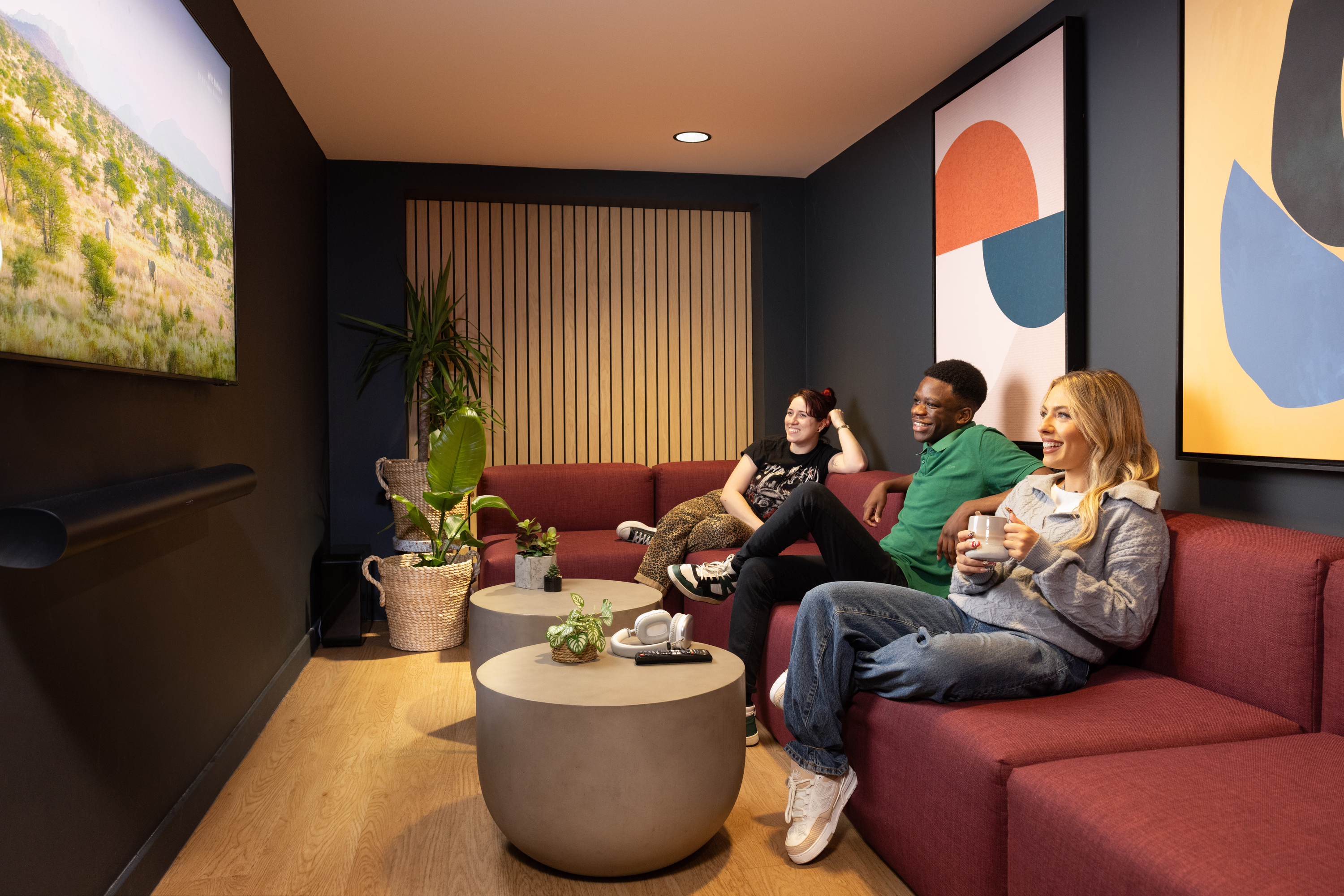 Students in the Cinema Room.